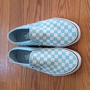 Vans slip-on light blue checker.. ladies 8.5